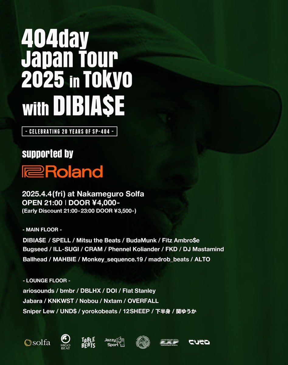 [LIVE] 4/4(FRI) “404day Japan Tour in Tokyo @ SOLFA NAKAMEGURO 
with DIBIA$E -Celebrating 20 Years of SP-404-“ open21:00~