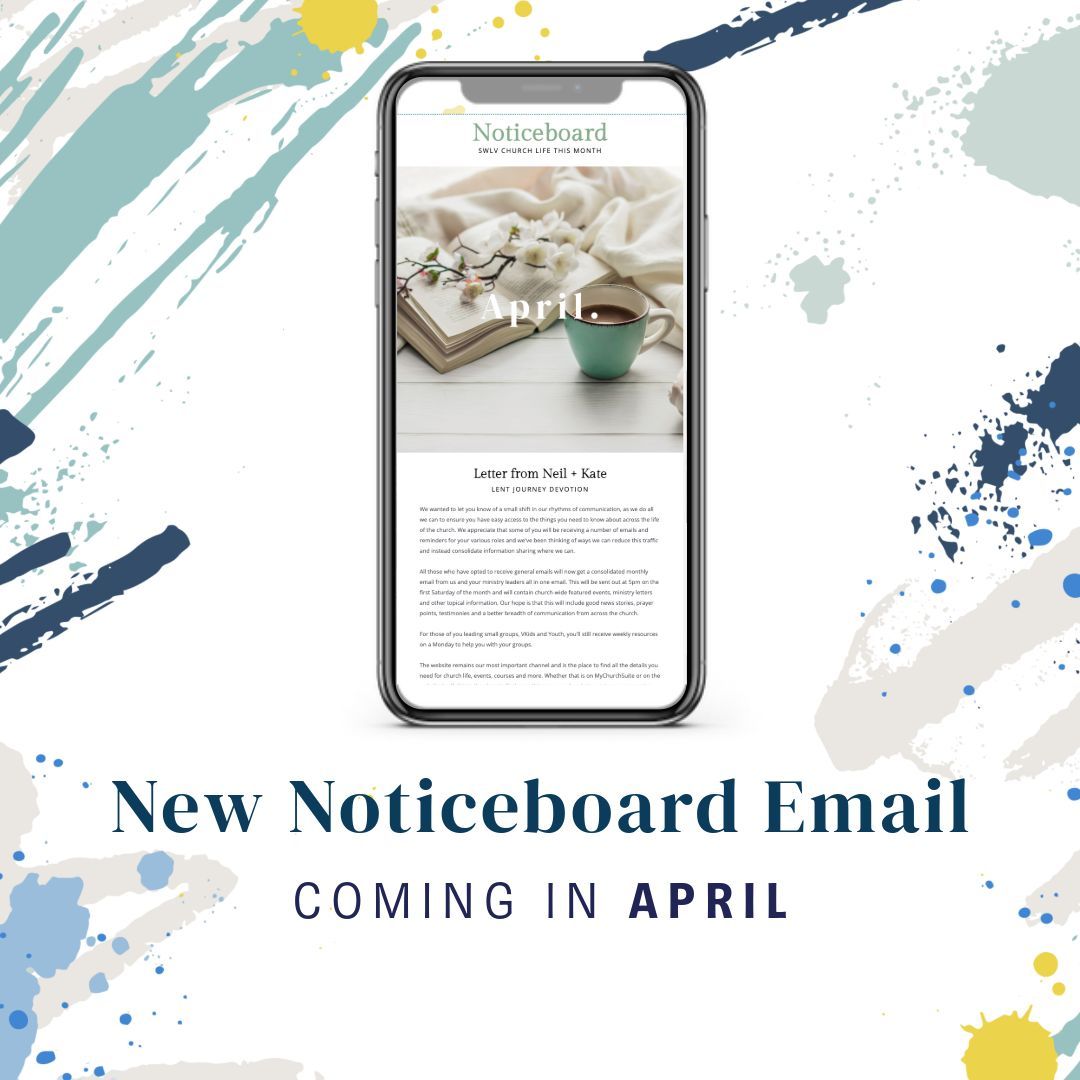 COMING SOON.
We are adjusting our communication rhythms to reduce email traffic and consolidate information. Instead of receiving multiple updates from different ministries, those who opt for general emails will now receive a consolidated monthly email starting in April. It'll be