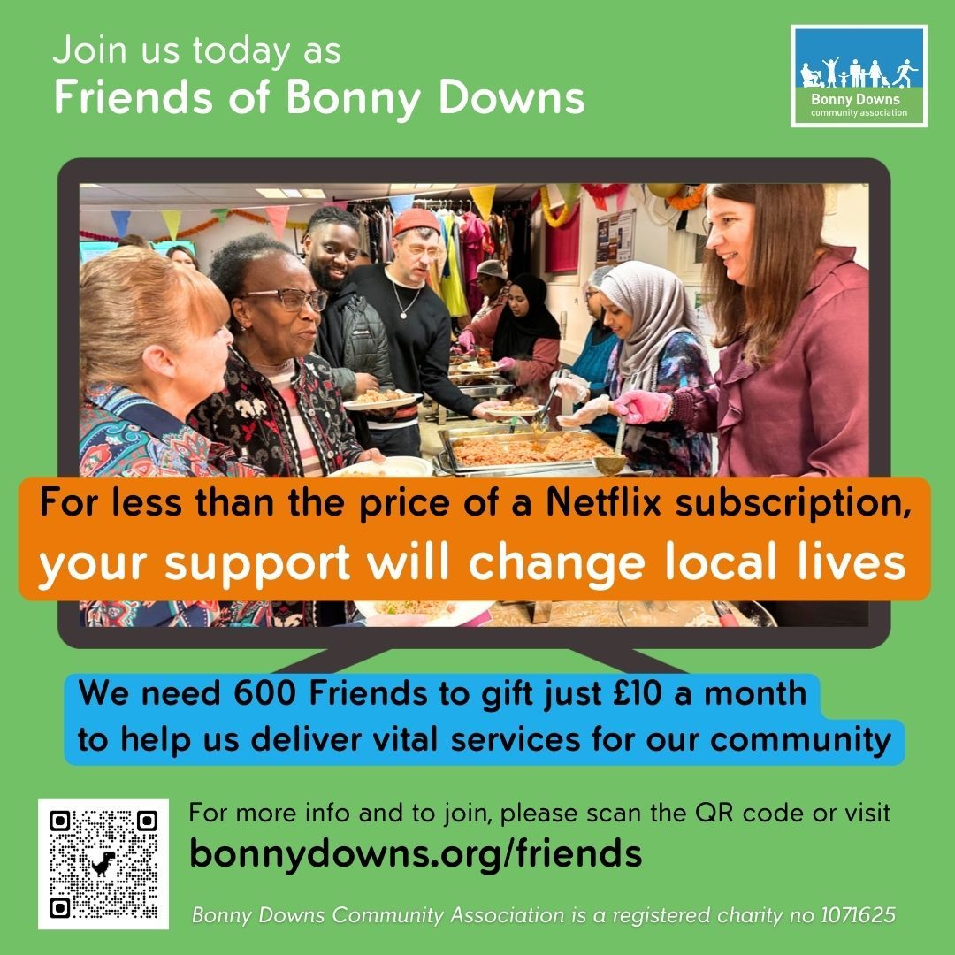 For less than the price of a Netflix subscription or a takeaway meal, can you join us as a Friend to support your local community? 

Find out more at bonnydowns.org/friends/