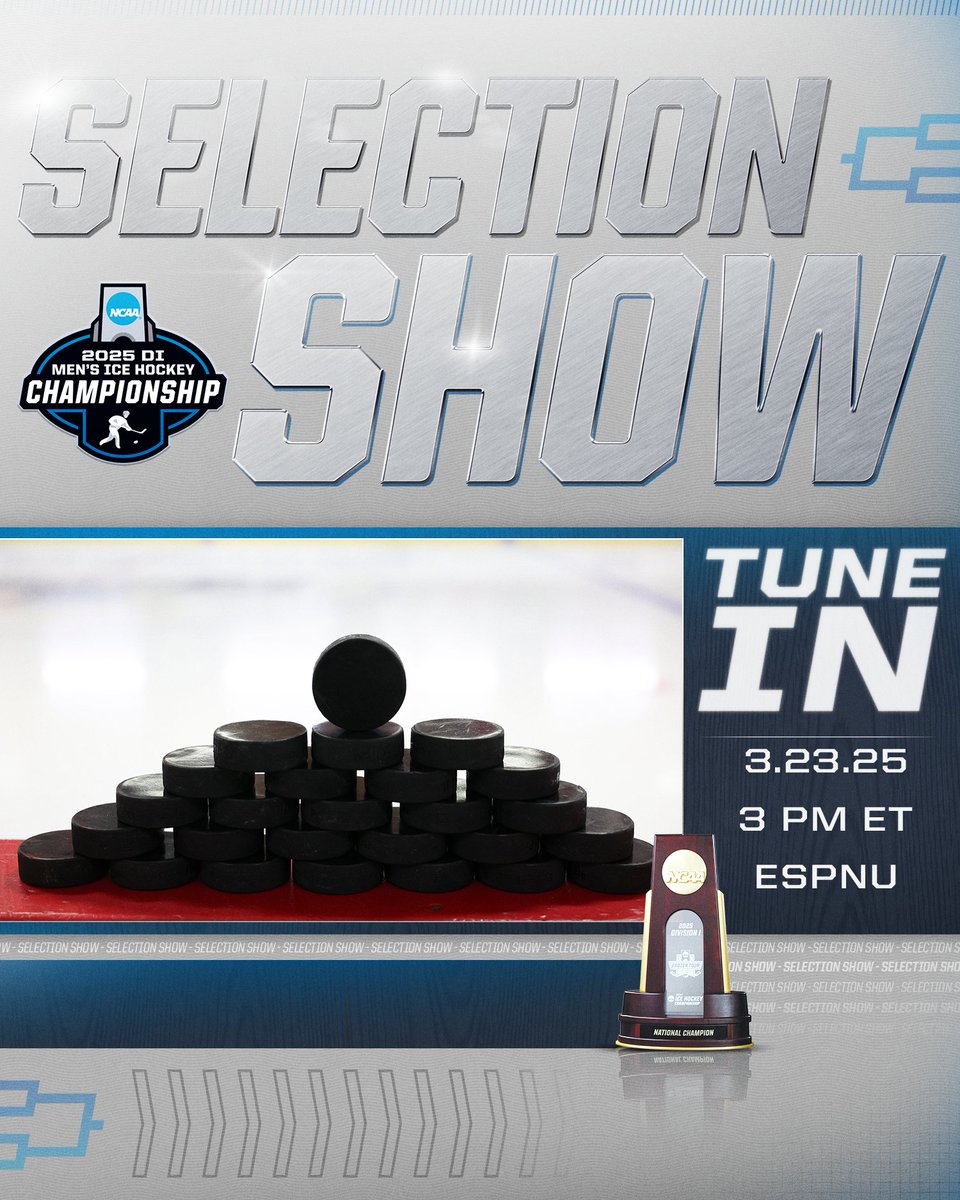 NCAAIceHockey's tweet image. 🚨 DI MEN&apos;S ICE HOCKEY SELECTION SHOW 🚨

⏰ 3 PM ET
📺 ESPNU
🎟 on.ncaa.com/Mens-Frozen-Fo…

#NCAAHockey
