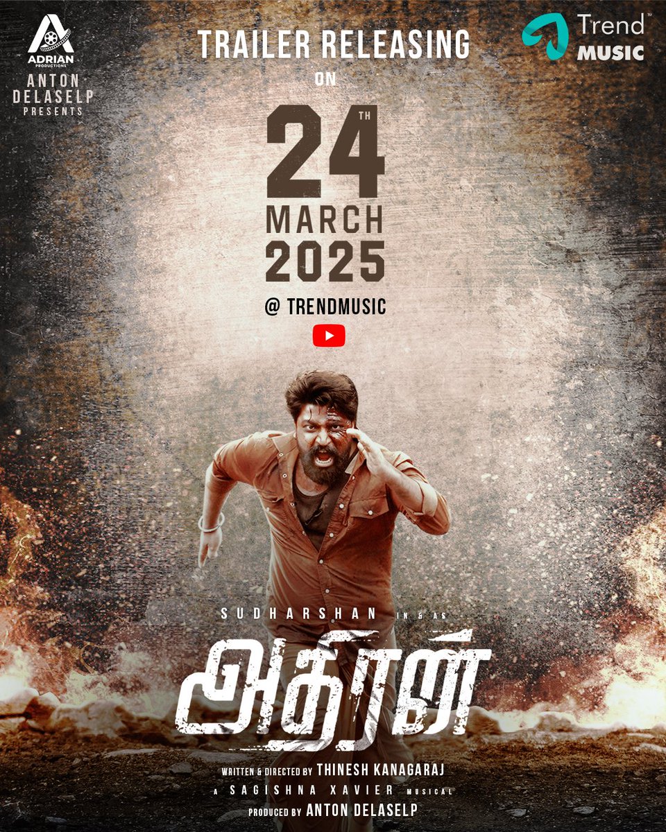 trendmusicsouth's tweet photo. It’s packed with action, romance, and excitement 🔥 #AdhiranTrailer ♥️ Releases on March 24!!

@SudharshanActor @thi_thinesh @michelleDilhara #AdrianProduction @x_sagishna

#Sudharshan #AdhiranMovie #SagishnaXavier #TrendMusic https://t.co/3U9hume0iT