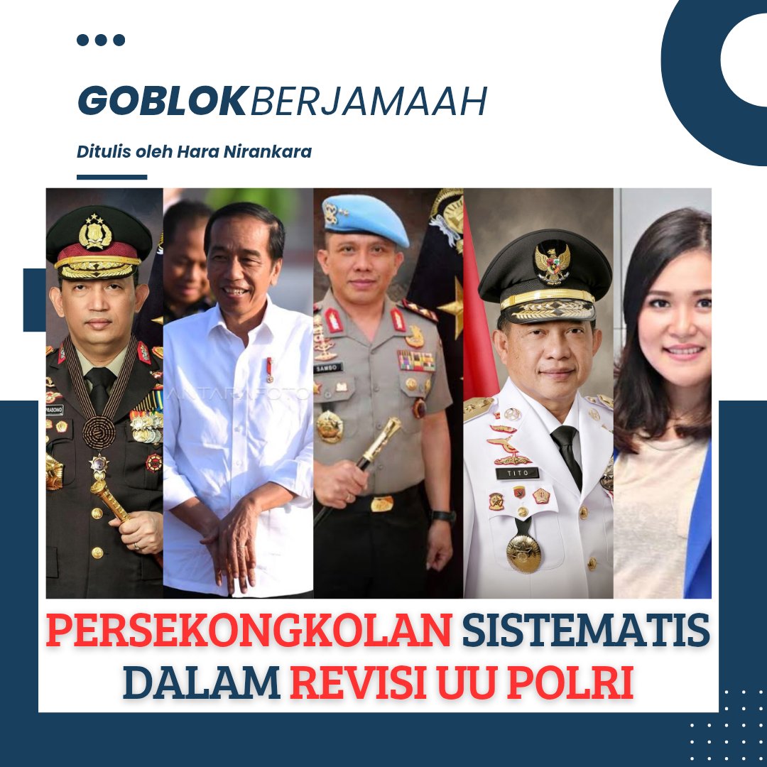 Persekongkolan Sistematis dalam RUU Polri

Di balik layar institusi Kepolisian Indonesia, ada cerita yang menurut saya lebih dalam dari sekedar penegakan hukum saat ini, yaitu cerita tentang kekuasaan, ambisi, dan potensi persekongkolan sistematis yang kini terlihat dalam