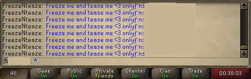 Stranger_Times's tweet image. Advertising your minge pics through Runescape at midday on a Sunday is a whole new level of unhinged