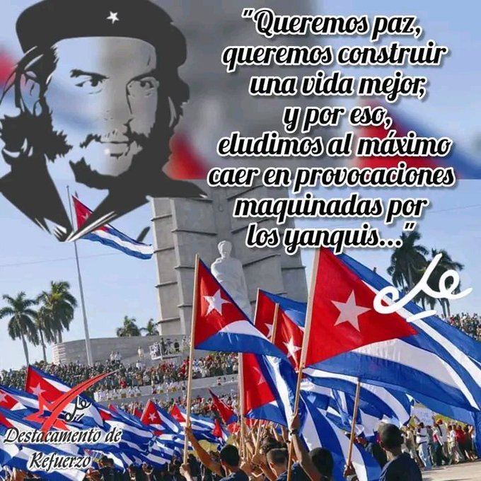 Buen día 🌞#Cuba❗
"Queremos paz, queremos construir una vida mejor, y por eso, eludimos al máximo caer en provocaciones maquinadas por los yanquis..." 
Che

#SiempreAntimperialista
#CubaVencerá
#FinanzasyPrecios