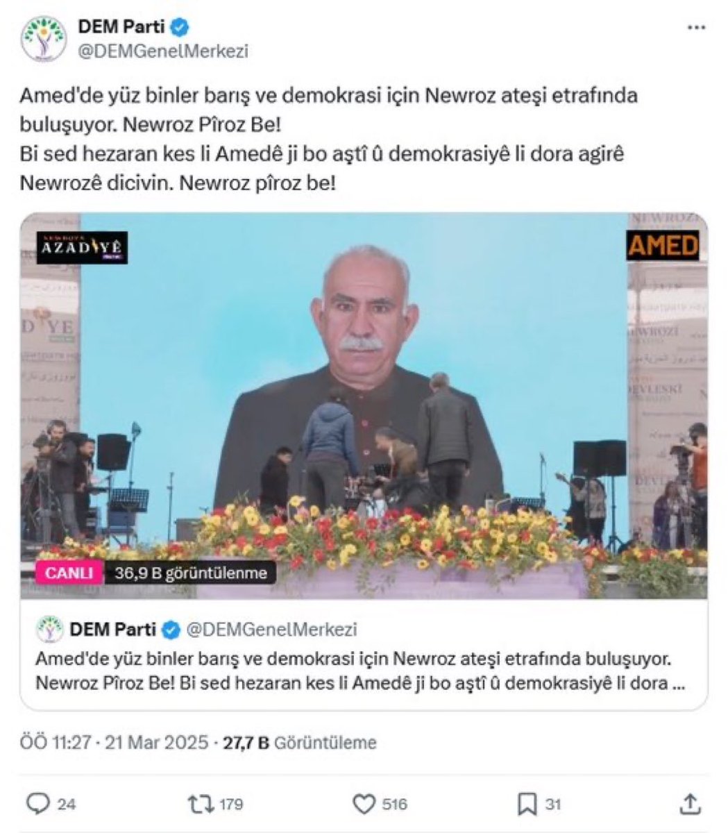 🔴 Cihat Yaycı ; Bu en hafifinden “terör örgütü ve liderini övmek, terör örgütü propagandası yapmak” suçu değil midir? Buna göz yuman devlet görevlileri de suç
İşlemiş değil midir?
Yok mu bir BABAYİĞİT VATANPERVER SAVCI?