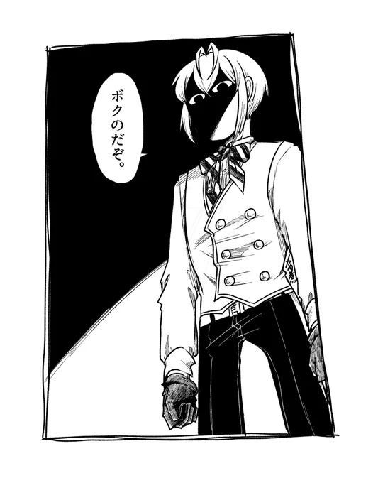 寝ようと思ってたのに急に怖いりどるくん描きたくなった(リド監の風味) 