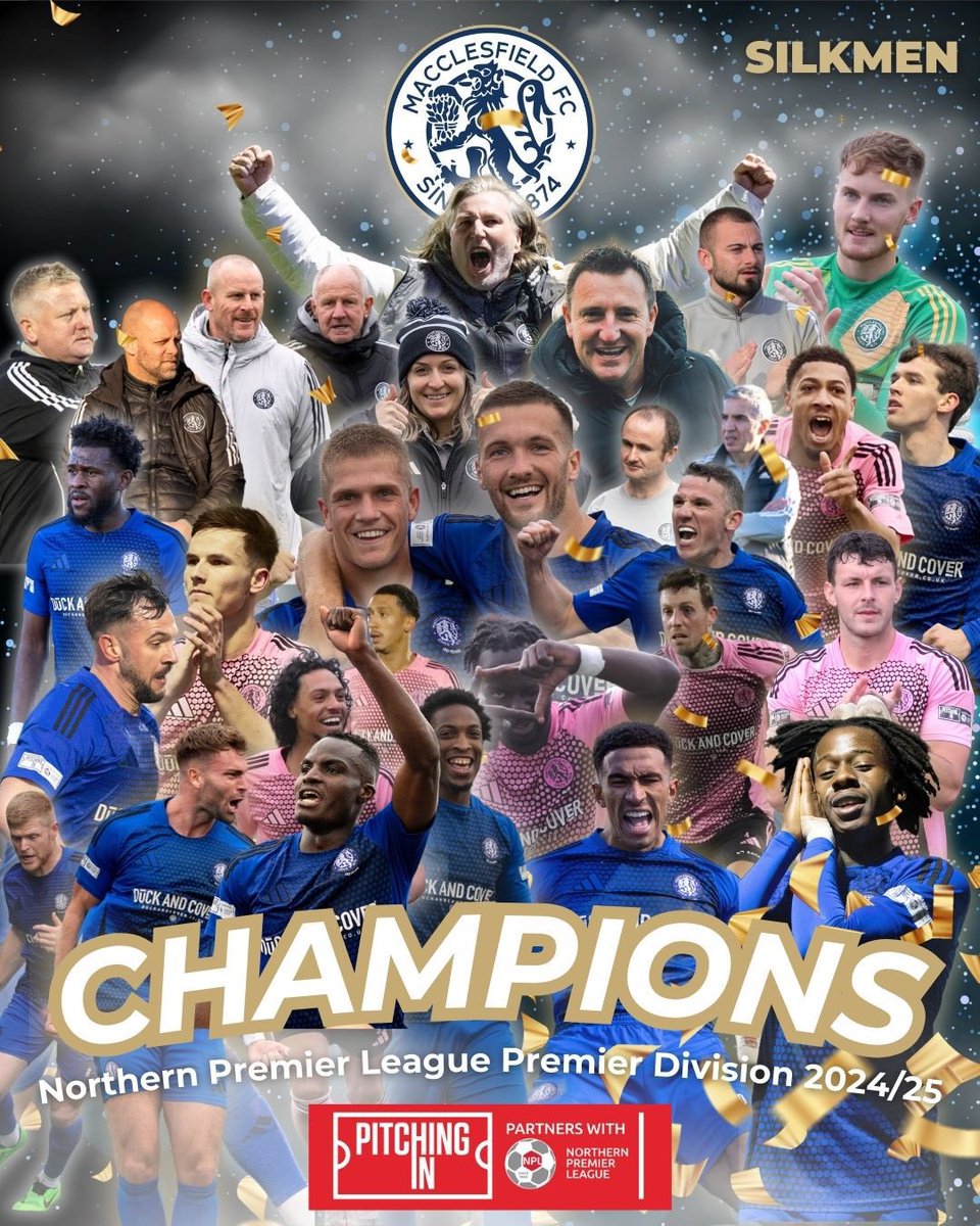 Congratulations to <a href="/thesilkmen/">Macclesfield FC (C)</a> who won the Northern Premier League Premier Division title yesterday. 

Good luck in the Vanarama North👏🏻👏🏻