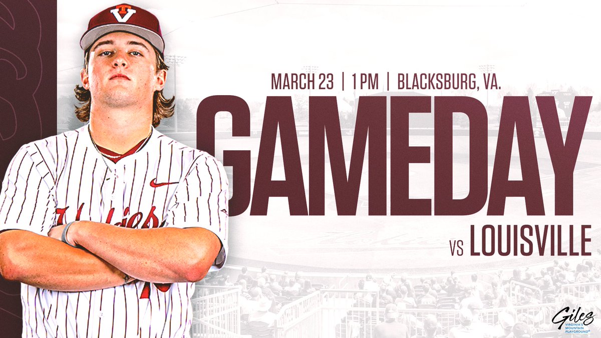 𝙍𝙪𝙗𝙗𝙚𝙧 𝙢𝙖𝙩𝙘𝙝 😤

⚾️ vs. No. 16 Louisville
🕐 1 p.m.
🏡 English Field
🔸 <a href="/GilesCoVa/">Giles County, VA</a>
📊 vthoki.es/BSBlive
🎙️ vthoki.es/TI-ODU24-L
💻 t.ly/3vG8Z (ACCNX)

#Hokies 🦃