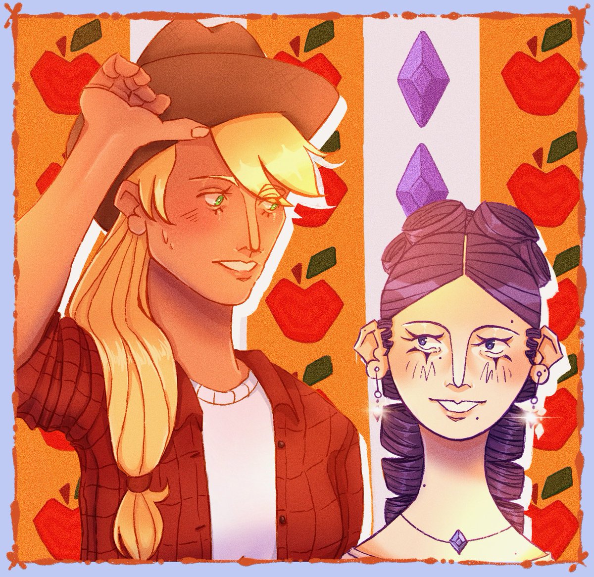 rarity visiting applejack at the farm hehehe 
#rarijack