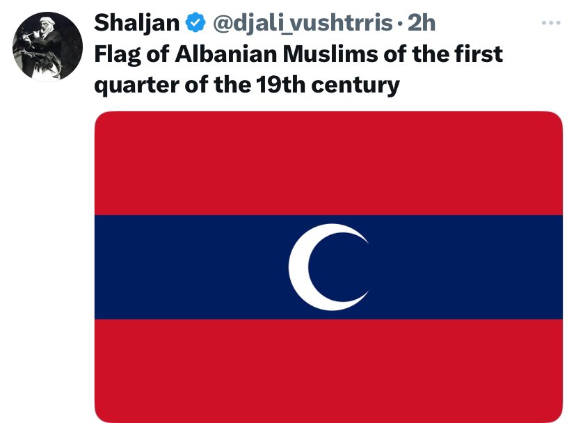 BalkanPulse's tweet photo. 🇷🇸🇦🇱A Serb bot account who poses as an Albanian wrongly posts the flag of Crimea as “Albanian” 

Serb accounts are very active in X trying to spread disinformation as part of a dangerous hybrid war. https://t.co/o0Ft5TdC9L