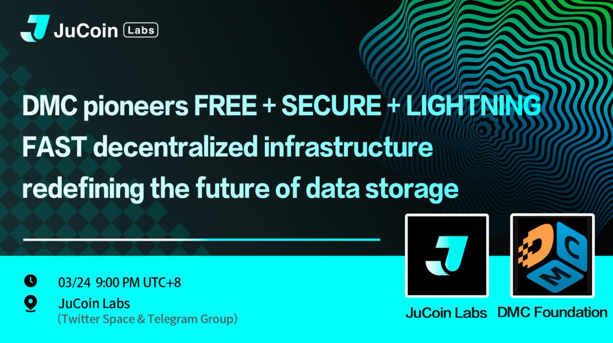 Jucoinlabs's tweet photo. 🚀 Web2's data explosion fuels the #Web3StorageRevolution! DMC (@datamallcoin ) pioneers FREE + SECURE + LIGHTNING-FAST decentralized infrastructure, redefining the future of data storage!
🔥 Join @JuCoinLabs & @datamallcoin AMA to explore:
How is DMC breaking down storage silos & building cross-chain data highways?
📅 Mar 24 | 9PM UTC+8
👉 Set reminder:https://t.co/Y2Qw4vtEaD