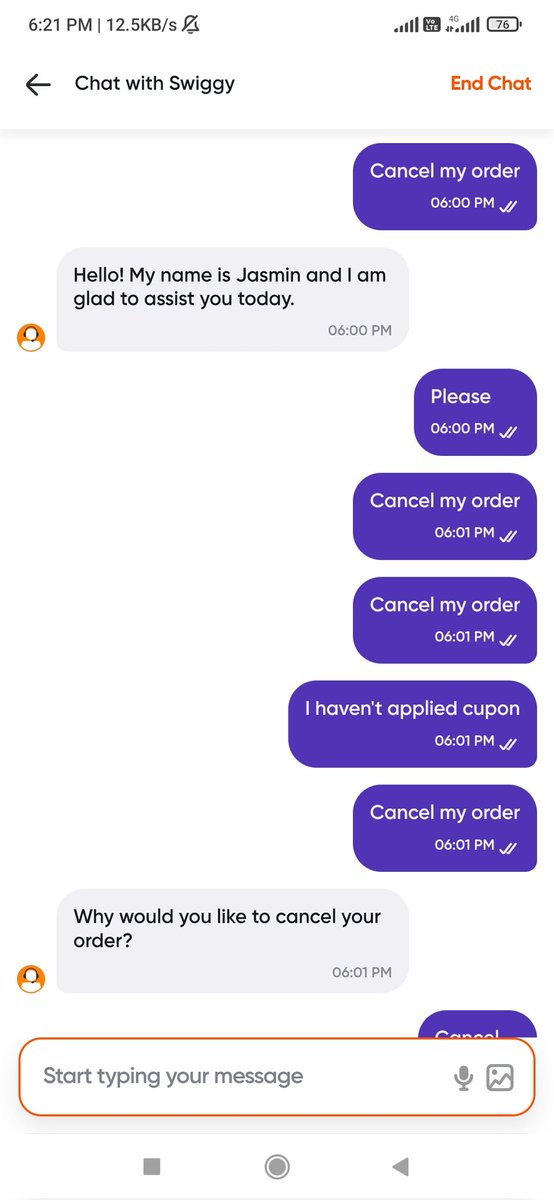 AjayAutade11's tweet photo. @SwiggyCares @Swiggy you're scamming people I just ordered from Swiggy and i was unable to cancel the order under 1 min and when i reached customer care service they told me that the policy is removed 1 month ago i forgot to apply cupon and it costed me doubl https://t.co/c4QWqczfdf