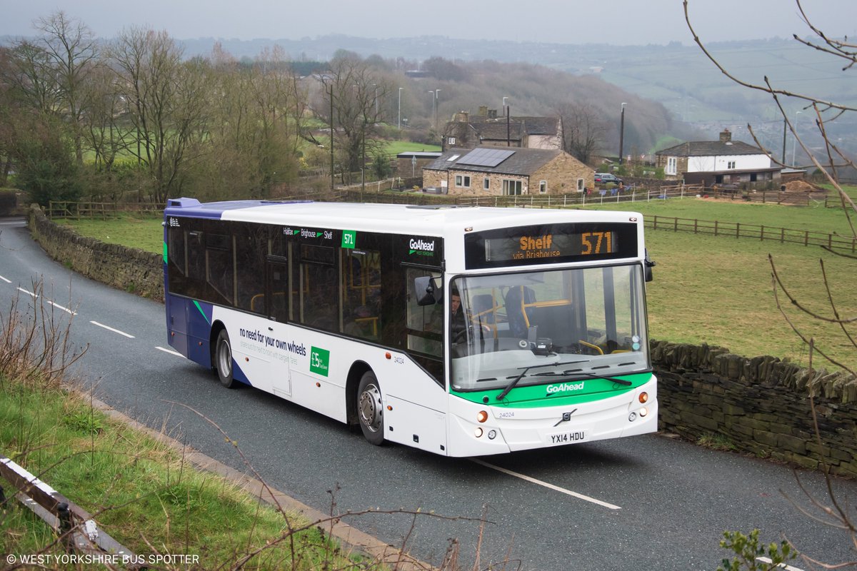 Go Ahead recently began operating their first public service route in West Yorkshire, in the eve of franchising in the county. Here we see Ex-EYMS MCV Evolution 24024 heading through Coley, on the outskirts of Halifax.