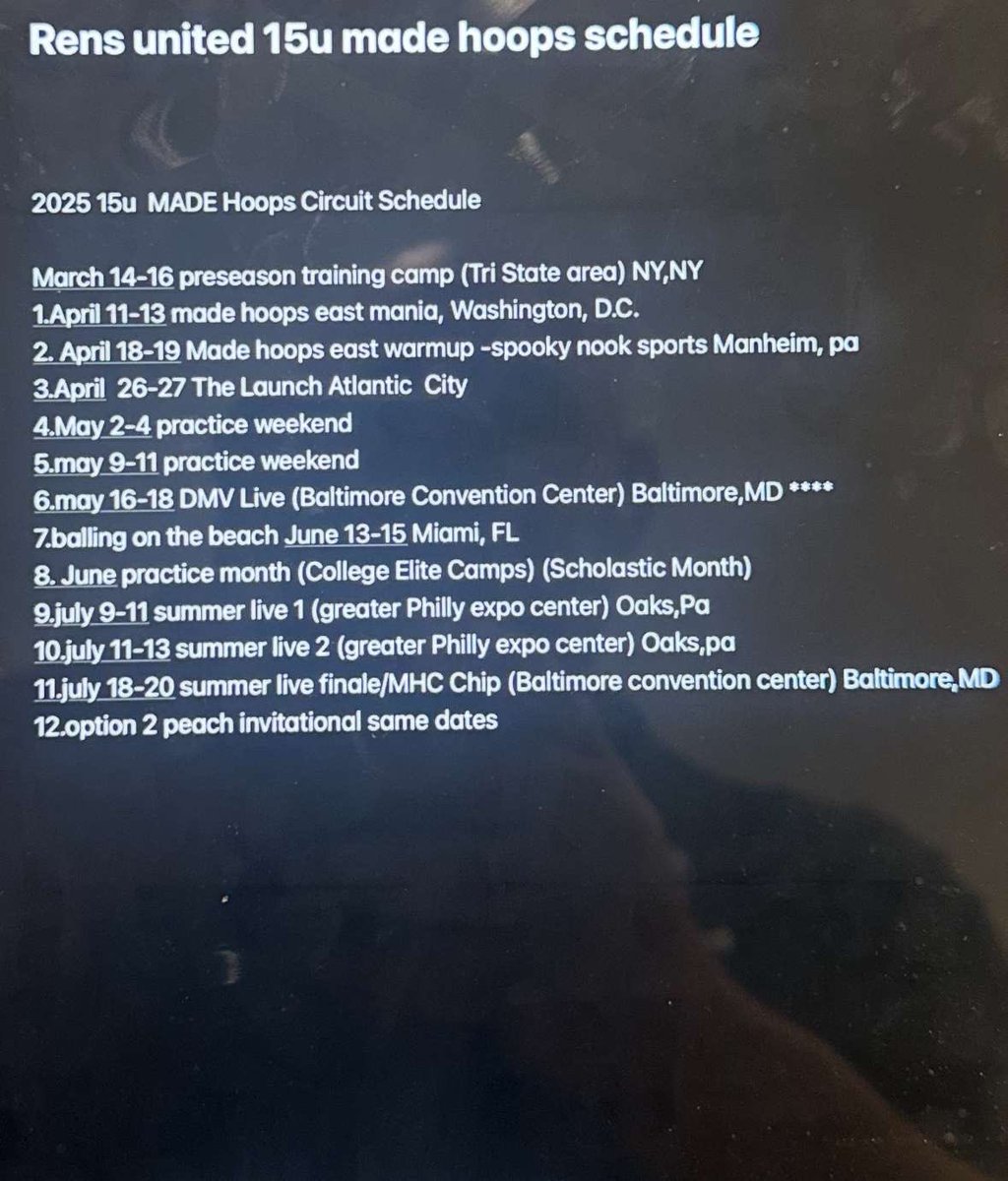lukeperlyn11's tweet image. For this big Spring AAU season, I am excited to announce that I will be coming back to Rens United for the second year in a row to play on the 15u Made Hoops Circuit team! Thank you coach Jesse, coach Womack and the whole NY Renaissance community!
Schedule posted below ⬇️ 👇🏻