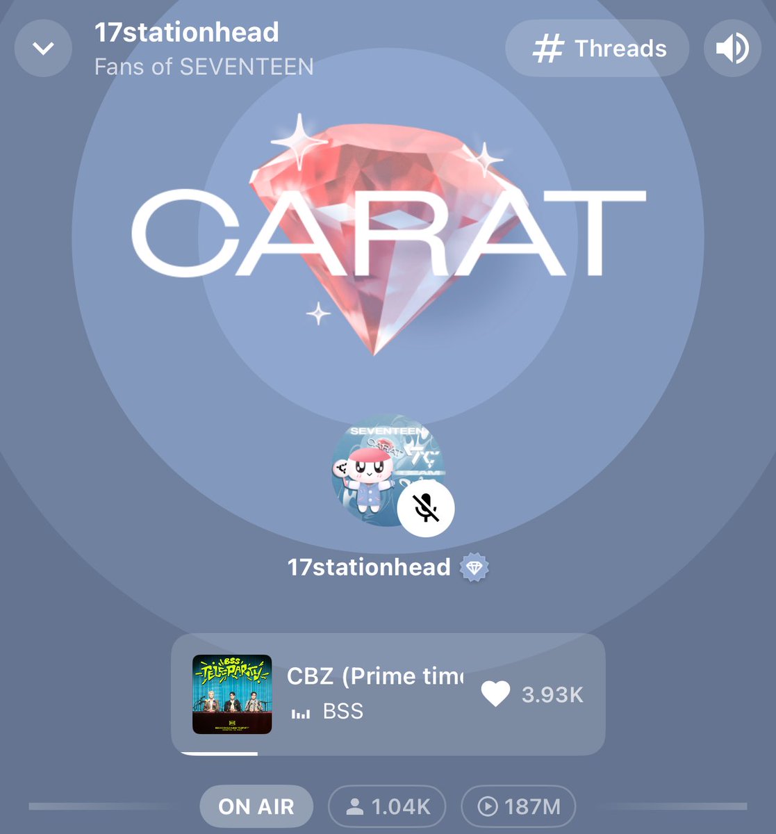 At 1k! we can do more, carats!

drop your streaming proofs with the tags:
#SVT_DAESANG #세븐틴_대상_주자 #HxW #BEAM #SVTSPH_17 <a href="/pledis_17/">세븐틴(SEVENTEEN)</a>

join us here: stationhead.com/c/carat
yt: youtube.com/playlist?list=…