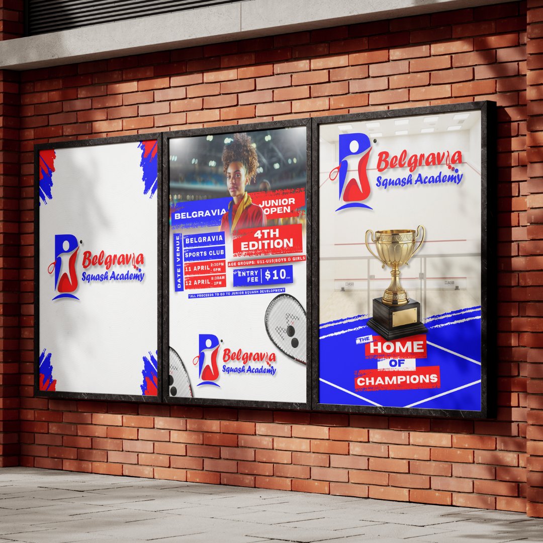 DesignedBySimba's tweet image. &quot;Elevate your game with the best&quot; PART 1.

Introducing the revamped brand identity of Belgravia Squash Academy, where excellence meets dedication.  

Get in touch with us TODAY! to elevate your brand with our design services.