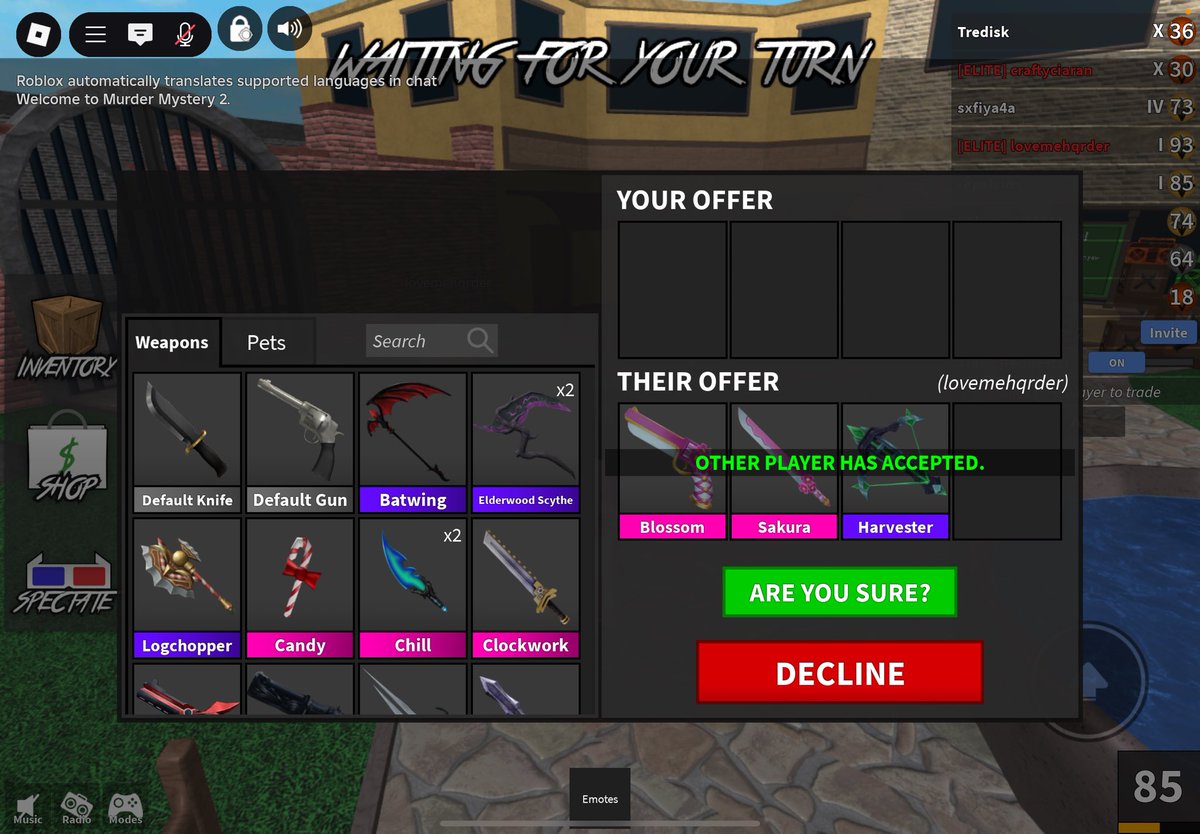 @luvhmeharder is 100% trusted!! went first with £25 robux giftcard and they gave me sakura set and harvester straight away