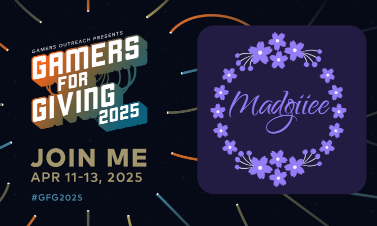 Madgiiee's tweet photo. Mark your calendars!  On April 11th, 2025, I’ll be going live for a special charity stream in support of Gamers for Giving 2025!
Join me as we come together to raise funds for an incredible cause  
Let’s make a real impact and show the power of gaming for good! 

 11/4/25 https://t.co/YZlSJtibl0