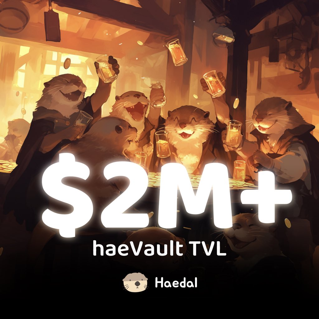 HaedalProtocol's tweet image. 🎊 haeVault just smashed the $2M TVL milestone. ⛳️
A MASSIVE shoutout to our incredible community for trusting #Haedal to supercharge your DeFi yields. Simple, automated and powerful. haeVault makes it easier for any users to maximize their yields like a PRO. 👏 🔋