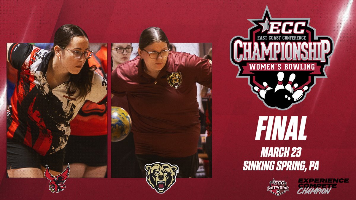 𝐓𝐇𝐄 𝐅𝐈𝐍𝐀𝐋 𝐅𝐈𝐄𝐋𝐃 𝐈𝐒 𝐒𝐄𝐓 🎳

No. 1 <a href="/KUGoldenBears/">Kutztown University Athletics</a> takes on No. 5 <a href="/RobertsRedhawks/">Roberts Redhawks</a> for the ECC Women's Bowling Championship title and automatic bid into the NCAA Championship.

Watch live free of charge on the ECC Sports Network: eccsportsnetwork.com/?B=2298875