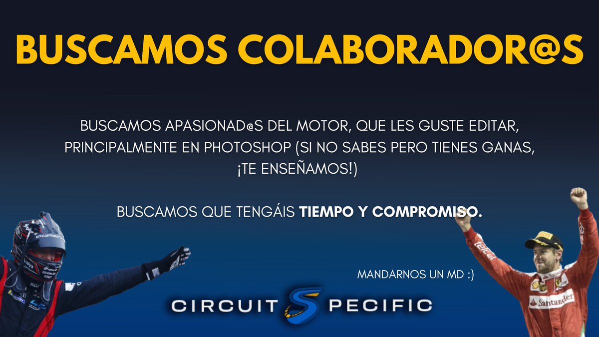 Circuit_Spec's tweet image. 🚨 ¡Seguimos buscando colaboradores! 

🎞 Buscamos gente interesada en edición de resultados, novedades y nuevos proyectos en mente. 

📲 También buscamos gente de cara a cubrir contenido en nuestras redes sociales de cualquier categoría, puedes elegir❕️

✉️ Contáctanos por MD.