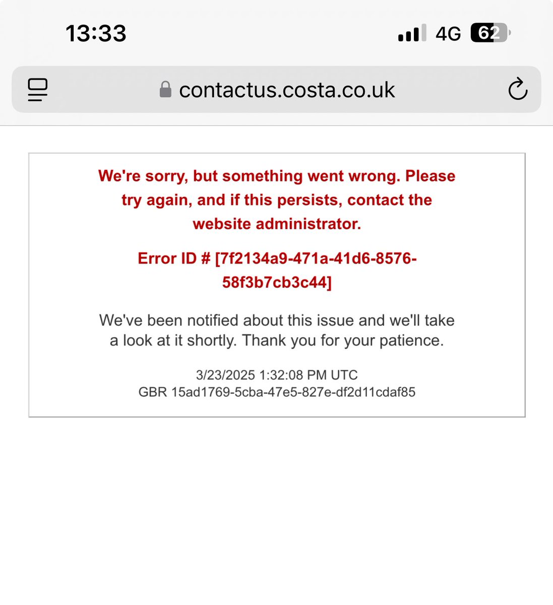 AsmanPeter's tweet photo. @CostaCoffee I was very disappointed to go to Costa Coffee on Stoney Lane Winchester today to be told that the card machine wasn’t working (it wasn’t accepting any contactless payments). So I thought no worries I’ll use the app as I had a few free coffees only to be told they are not accepting any of those payments today.  Very poor customer service so I went to complain only to find this message.