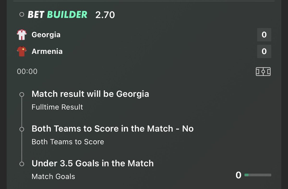 🇬🇪Georgia v Armenia🇦🇲

📊Bet Builder 

♥️LIKE If your joining!