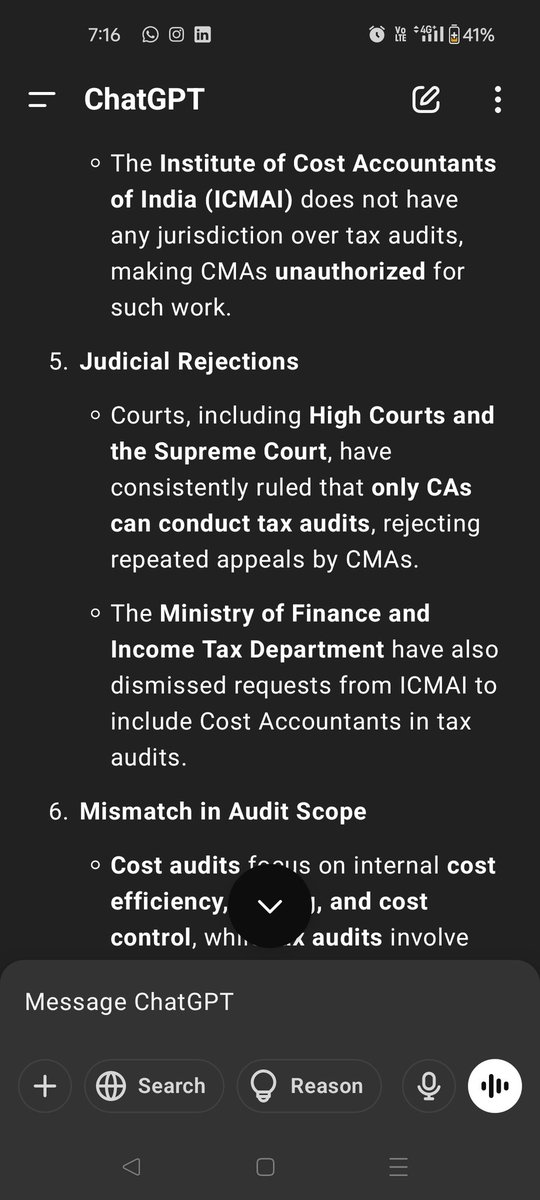 HR2545's tweet image. @UpdatesOfCMA members of  @ICMAICMA are unfit and useless for conducting the Tax audit under the Income-tax Act as per ChatGPT for the following reasons #TaxAudit #TAXAUDITFORCSCMA