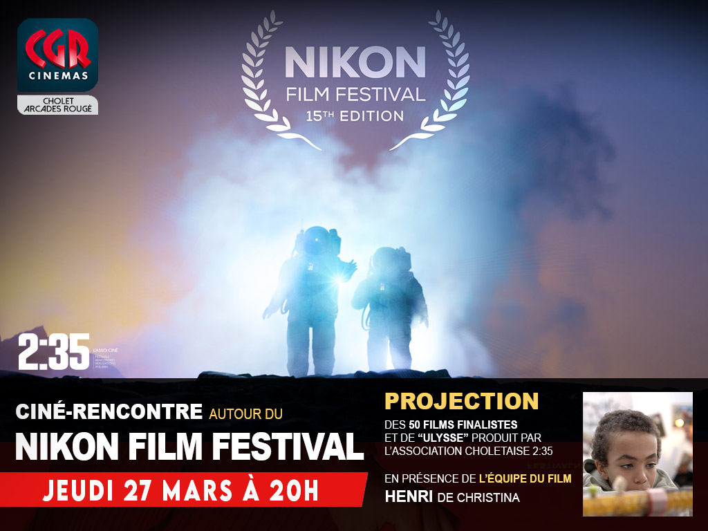 2:35 l'asso ciné profite de la soirée Nikon Film Festival organisée au cinéma <a href="/CGRCholet/">CGR Cholet</a> jeudi 27 mars 20h, pour vous faire découvrir son nouveau court métrage "Ulysse" sur grand écran. L'équipe du film sera présente pour échanger après la séance. #cholet