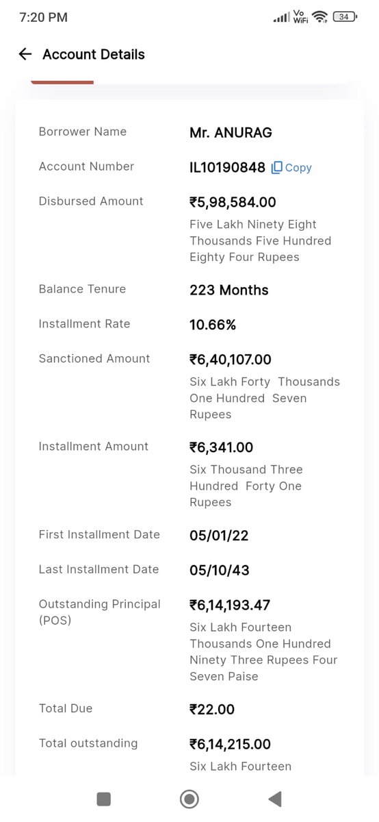 Anuragg77470185's tweet photo. @RBI  Kindly pay attention of IIFL home loan policies. They have increased my ROI 12 times . Now they are asking for extra charges of 6k to reduce ROI. Even if I pay them to reduce ROI . They will increase again this ROI. They have increased my tenure . It was sanctioned for 20 Y https://t.co/CpqOJ58VXQ