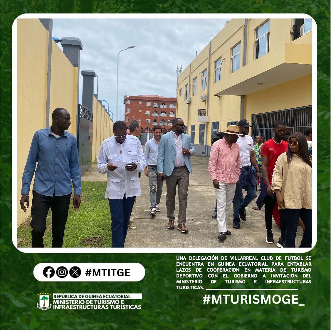 MTurismoGE_'s tweet photo. Una Delegación de Villarreal C.F @VillarrealCF se encuentra en Guinea Ecuatorial para entablar lazos de cooperación en materia de turismo deportivo con el Gobierno a invitación del Ministerio de Turismo e Infraestructuras Turísticas.
#mtit #Mturismo #turisteando #villarreal https://t.co/8TwwaS5cyv