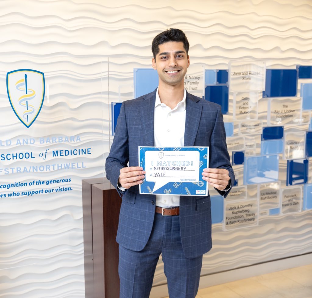 bsmayor98's tweet image. I matched to YALE for NEUROSURGERY!!!
So thankful for everyone at @NorthwellNsurg and @ZuckerSoM and in particular to @dgolubMD @mschulder @drdavidlanger @DKondziolkaCNS for their immense support!!!
Let’s get to work @YNeurosurgery 🔥🙌🙏
#match2025 #Neurosurgery