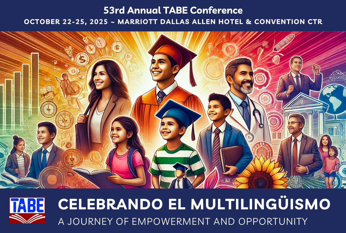✨ Save the Date! The 53rd Annual TABE Conference is heading to the Marriott Dallas Allen Hotel &amp; Convention Center on October 22-25, 2025! 🌟 Get ready for inspiring speakers, hands-on workshops, and a vibrant community of bilingual education leaders! 🙌 tabe.org/tabe2025