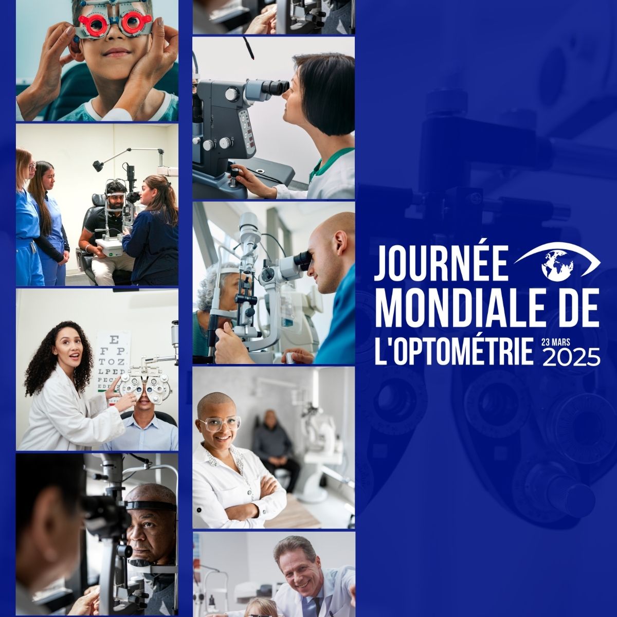 Le 23 mars est la Journée mondiale de l'optométrie !

Cette journée est l'occasion de célébrer toutes et tous les optométristes pour leur contribution à notre profession !

Un grand coup de chapeau aux optométristes extraordinaires - merci de garder nos yeux en santé !