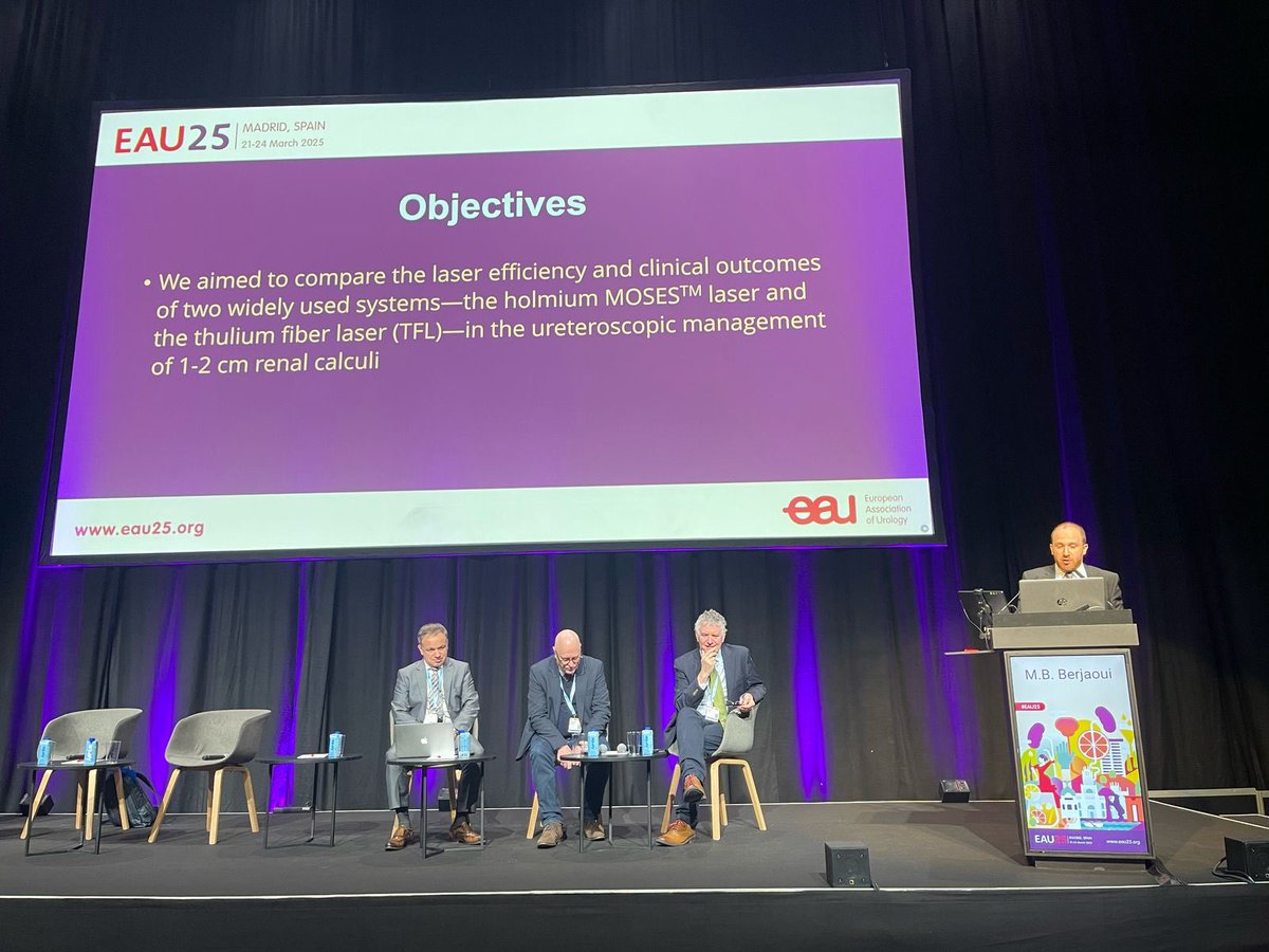 MBBerjaoui (@berjaouimb) on Twitter photo Another presentation at #EAU25!
Today we shared preliminary results of our #RCT comparing #MOSES vs. #TFL for f-#URS management of 1-2 cm renal stones. Study led by <a href="/hazemelmansy1/">Hazem Elmansy</a> (@NOSMUniversity | <a href="/TBRHSC_NWO/">TBRH Sciences Centre</a>).
Great session with insightful discussions!
<a href="/UofTUrology/">Univ of Toronto Urology</a> #CUAProud Another presentation at #EAU25!
Today we shared preliminary results of our #RCT comparing #MOSES vs. #TFL for f-#URS management of 1-2 cm renal stones. Study led by <a href="/hazemelmansy1/">Hazem Elmansy</a> (@NOSMUniversity | <a href="/TBRHSC_NWO/">TBRH Sciences Centre</a>).
Great session with insightful discussions!
<a href="/UofTUrology/">Univ of Toronto Urology</a> #CUAProud