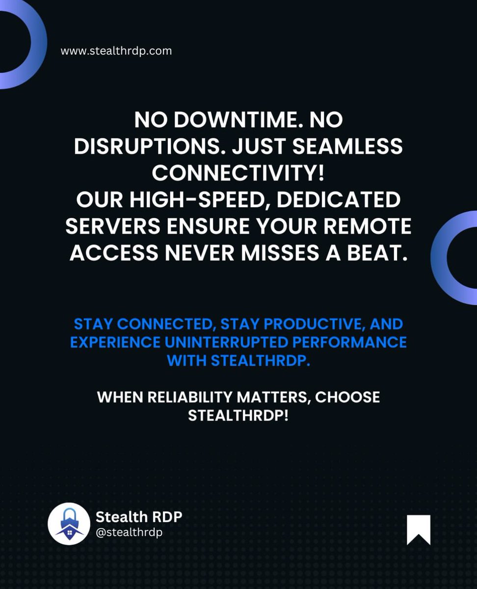 99.9% Uptime Guaranteed!
No downtime. No disruptions. Just seamless connectivity! 💻
✅ Uninterrupted Performance
✅ Reliable Connection Anytime
✅ Trusted by Professionals

When reliability matters, choose StealthRDP.com! 💪

#VPSHosting #CloudHosting #WebHosting #rdp