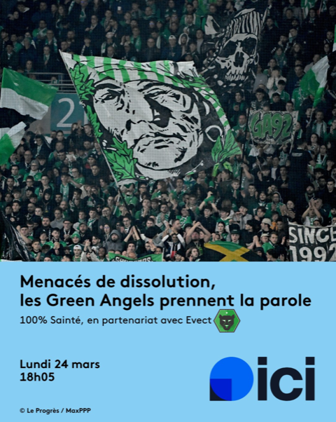 🟢Menacés de dissolution avec les Magic Fans, les Green Angels, groupe de supporters ultras de l'ASSE, prennent la parole ce lundi dans 100% Sainté, en partenariat avec <a href="/Site_Evect/">Envertetcontretous</a> 
➡️francebleu.fr/sports/footbal…