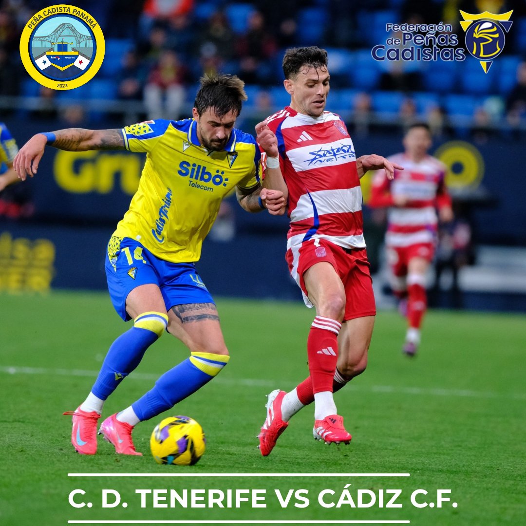 📣Nuestro <a href="/Cadiz_CF/">Cádiz Club de Fútbol</a> 🟡 visita al <a href="/CDTOficial/">CD Tenerife 🏴󠁧󠁢󠁳󠁣󠁴󠁿</a> 🔵 en una partido clave para poder seguir luchando por el ascenso🔝

⌚Hora: 12. 30 p.m. 🇵🇦🇨🇴 6.30 p.m. 🇪🇸

#tenerifecádiz  #fútbol #panama #cadiz #pcadistapanama