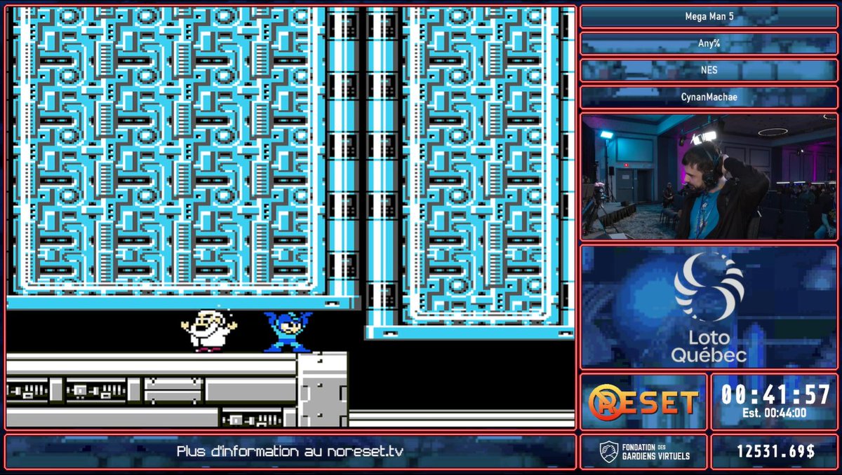 Hourra CynanMachae pour ta maîtrise lors de Mega Man 5. Ne ratez pas Mega Man x2 à venir. | A round of applause for CynanMachae for conquering Mega Man 5. Don't miss the upcoming Mega Man x2⏱️#speedrun #marathon #charity #noreset