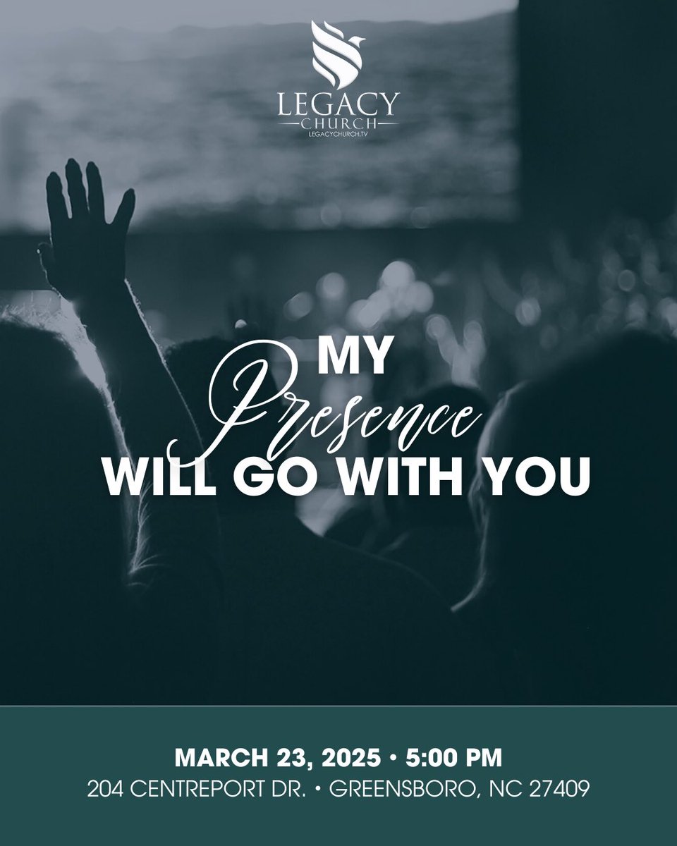 LegacyChurchInt's tweet image. The Psalmist said, “Seek the LORD and His strength; seek His presence continually!” 

In His presence there is fullness of joy, healing, and power!

Join us today at 5:00 p.m. at the Embassy Suites Greensboro Airport, 204 Centreport Dr. Greensboro, NC 27409.