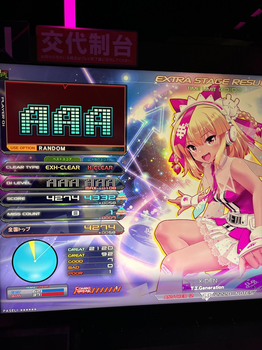 iidx_kkm's tweet photo. 穴冥 3945(MAX-55) 歴代+9！！
最後の連打をミスしたこと以外は完璧だったと思います
3950以上も狙いたいです👊

X-DENと黒イカも更新しました
歴代+8、歴代+4です
次は黒イカ3900に挑戦します https://t.co/tLnVMEWE1f