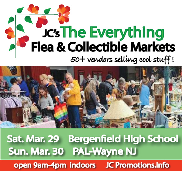 Flea &amp; Collectible Markets…Sat. 3/29-Bergenfield HS-80 So.Prospect Ave. Sun. 3/30-PAL-1 PAL Dr., Wayne 75+ tables great bargains, handmade, new, 2nd hand. JC Promotions 
#vintage   #fleamarket  #sundayfunday #thingstodo  #fleamarkets #JCevents  #waynePAL #BergenfieldHighSchool