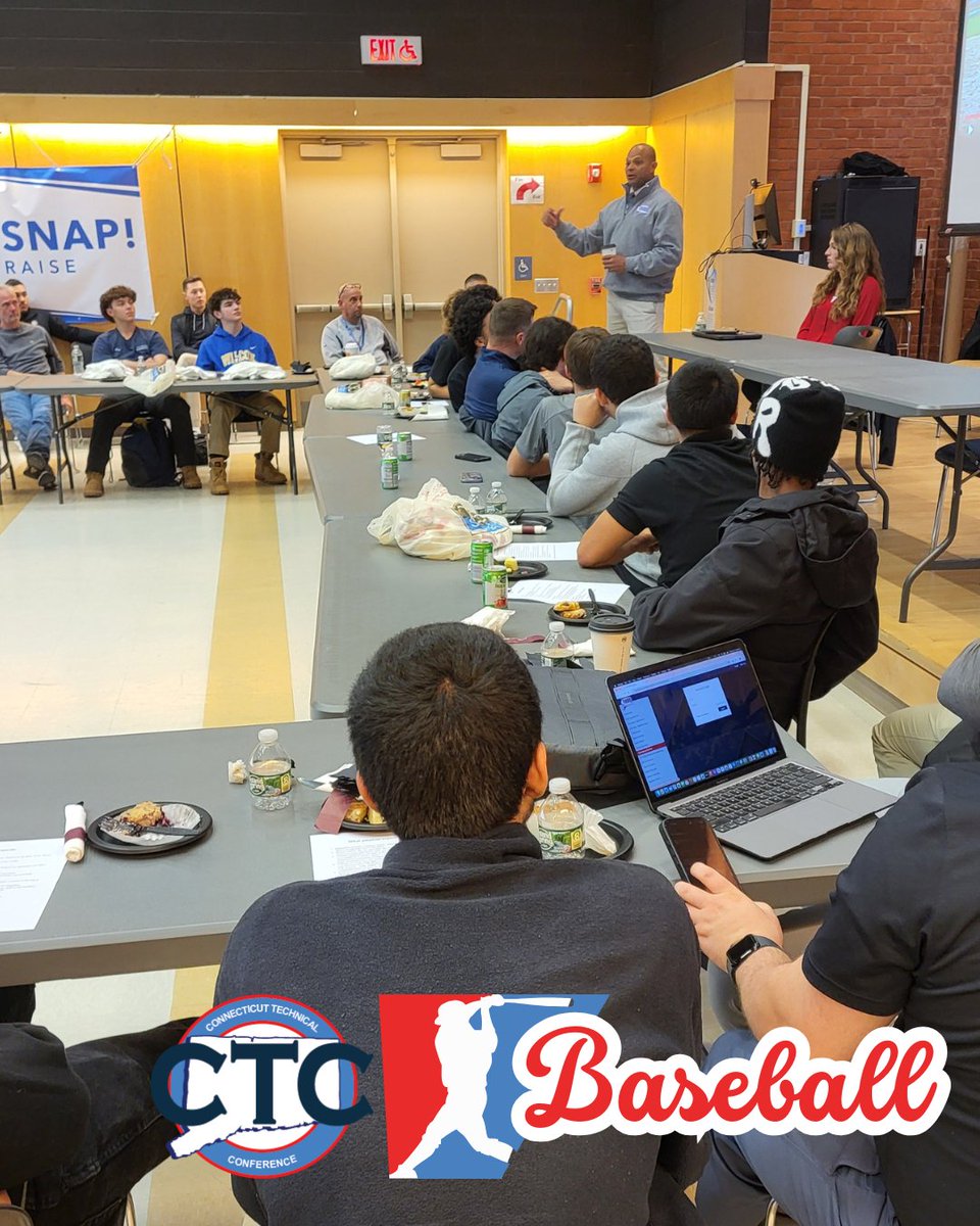 PlattTechADCoop's tweet photo. CTC Baseball Sportsmanship Conference

Players gathered to discuss the importance of sportsmanship and some teambuilding across teams.

Special thanks to Umps Arnie Mann &amp; Bill Riccio, the CIAC's Henry Rondon &amp; Jayda Mirabelle and sponsors Snap-Raise &amp; Blanchette Sporting Goods https://t.co/8UBHZ9lzKe