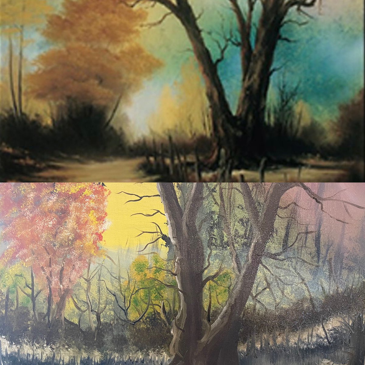 #BobRoss did the top and I did the bottom. I’m getting there.