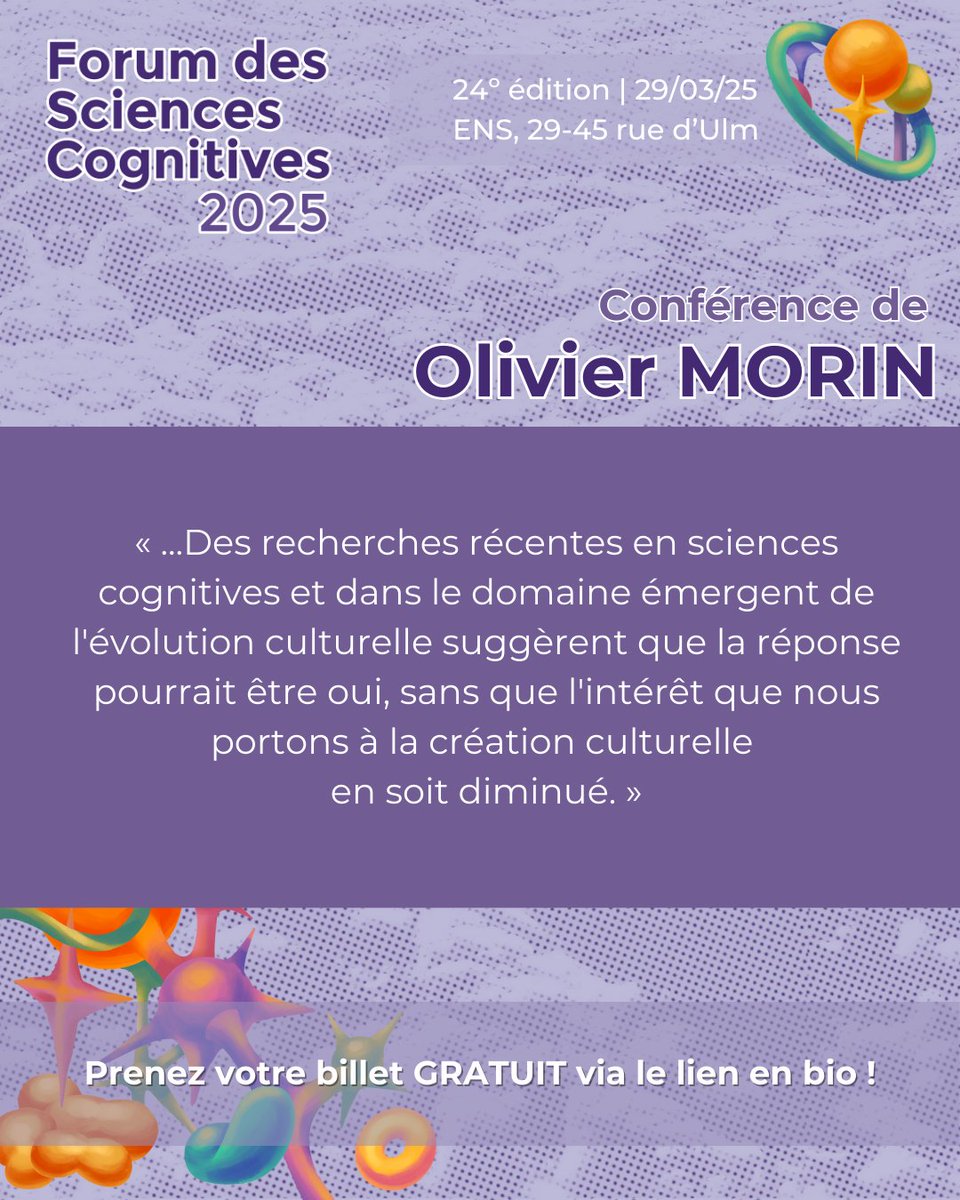 ✨ Rencontrez les intervenants du 24e FSC!

🎤  Intervenant :
Olivier MORIN

🎨Titre de la présentation :
La création culturelle peut-elle être prévisible ?

(1/5)