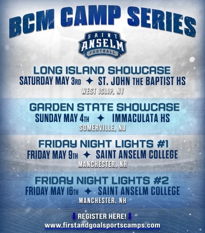 🌟 Attention football players! 🌟
The #BCMCampSeries is coming to YOU! 🏈🏆

Join us in NH, NY, and NJ this May for an action-packed football camp hosted by our staff and guest coaches.

📅 Spots are filling up fast, so don’t miss out!
👉 Register now: firstandgoalsportscamps.com