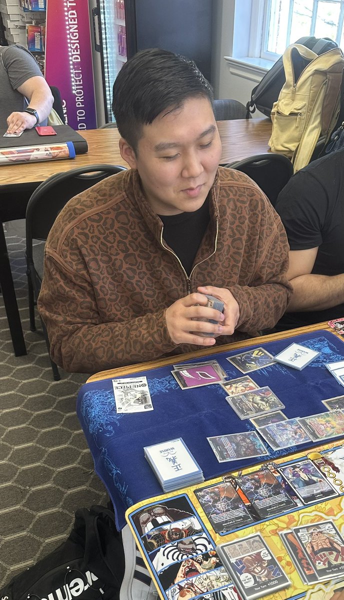 1Chul_TCG's tweet photo. The goat @chrispak walking into locals with a Lucci print jacket and his new Lucci deck getting 2nd out of 44 players. Walking aura. #RatPak https://t.co/08X8Lqo1HZ