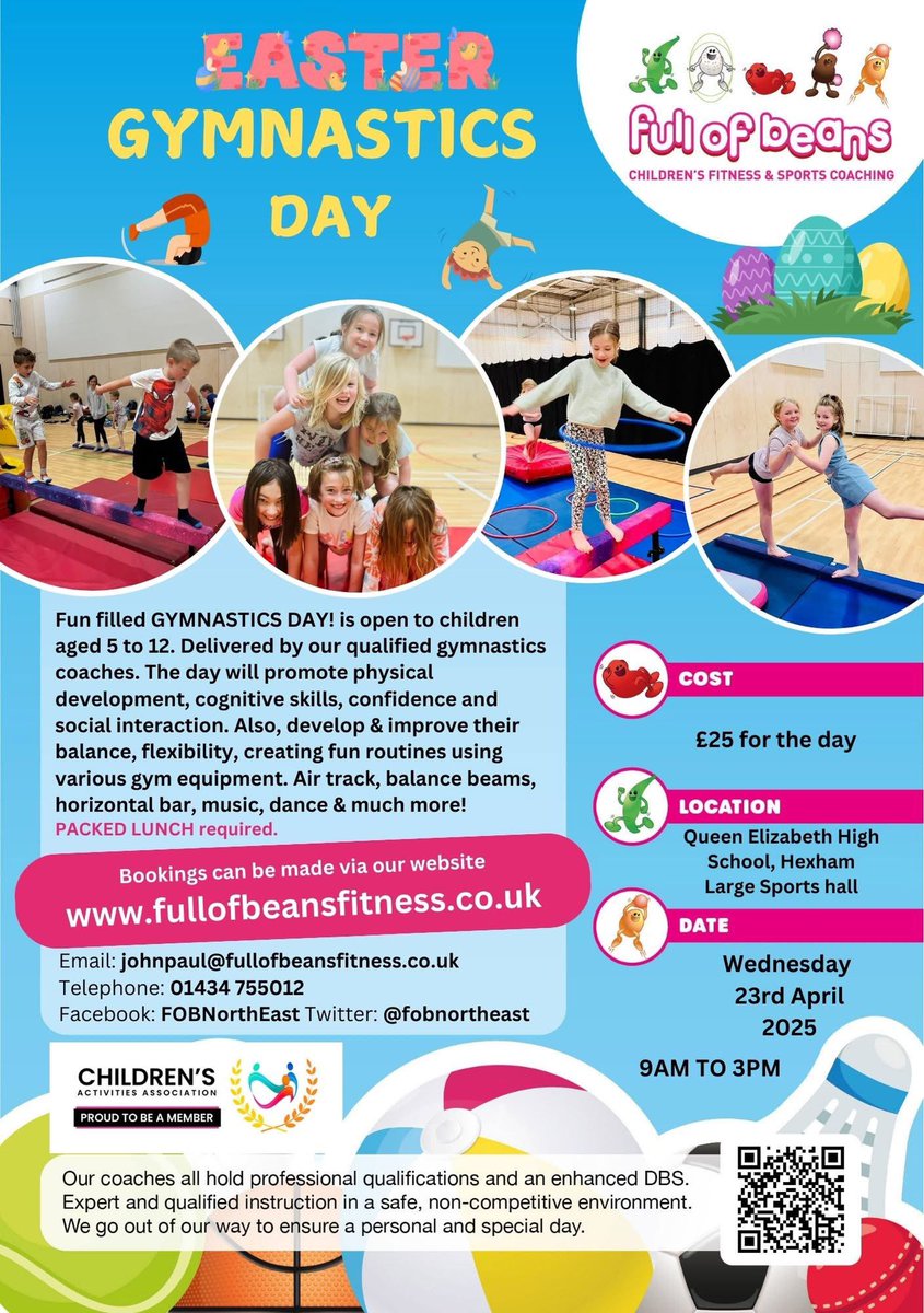 Easter holiday GYMNASTICS day with <a href="/FOBNorthEast/">Full of Beans Childrens Fitness & Sport North East</a> 
#gymnastics #gymnasticsfun #fullofbeans #kidsactivities #hexham
