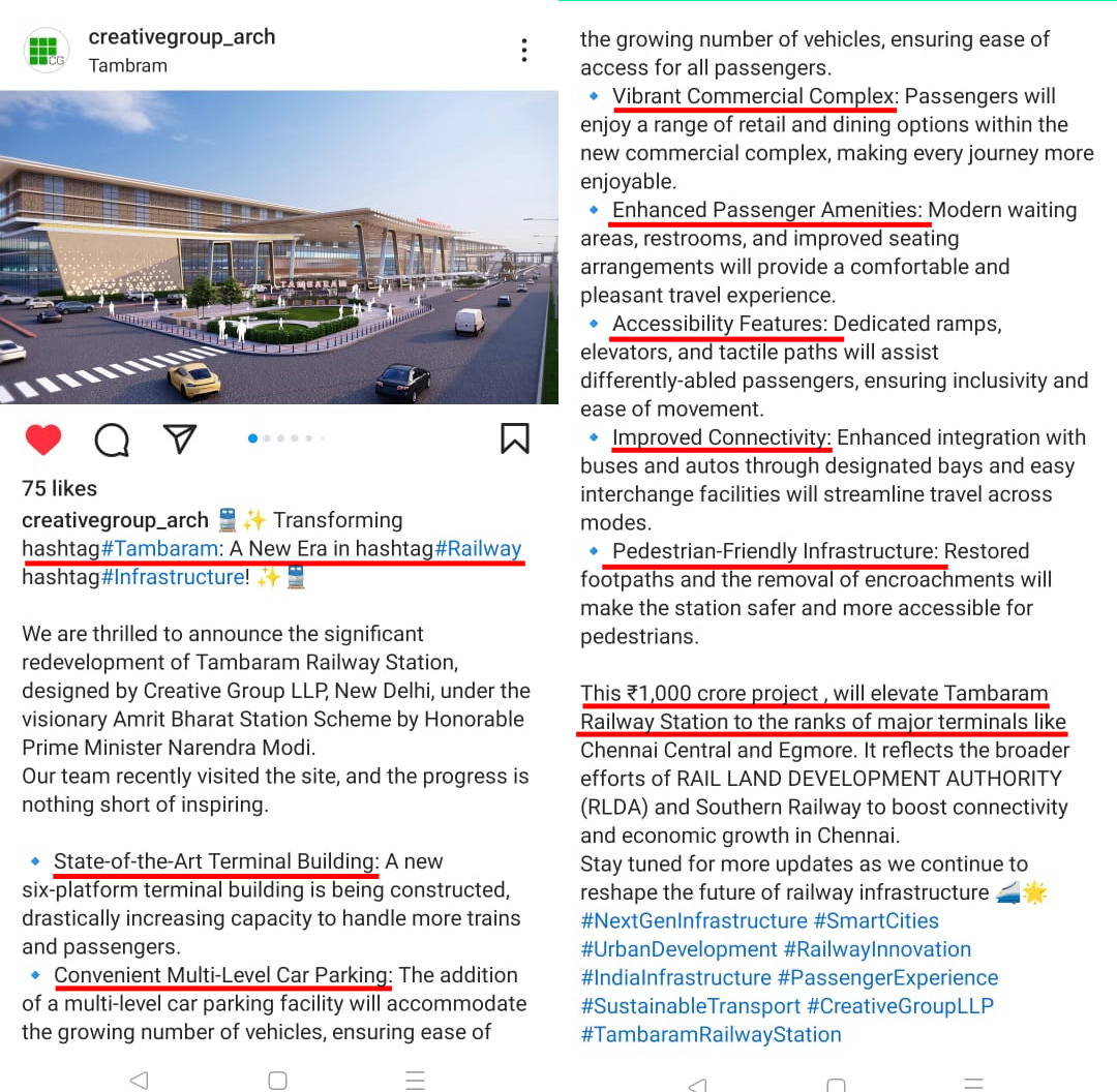 dayatiger197312's tweet photo. @UpdatesChennai @AshwiniVaishnaw @DrmChennai @Murugan_MoS @annamalai_k @ChennaiUpdatess @HereWorks @GMSRailway Till date no information on commencement of Redevelopment of Tambaram Railway Station
#CreativeGroup announced the 1000Crores Redevelopment plan in July 2024 after 4years, @GMSRailway announced DPR approval by October 2024
and construction by June 2025 with 3years completion. https://t.co/MNSz8zOY0I