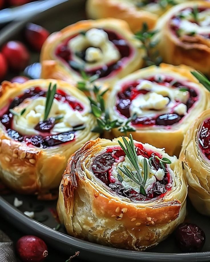 Cranberry Feta Pinwheels with Cream Cheese 🧀